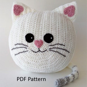 Cat Pillow Cushion CROCHET PATTERN crochet patterns for animal pillows Kids Birthday present Nursery gift zdjęcie 5