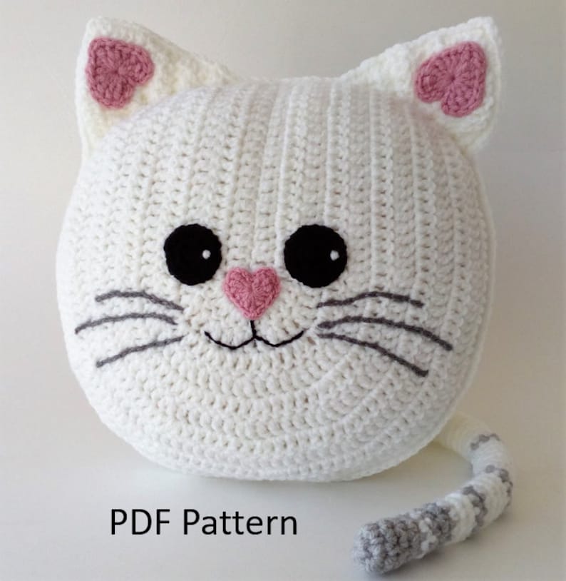 Cat Pillow Cushion CROCHET PATTERN crochet patterns for animal pillows Kids Birthday present Nursery gift zdjęcie 5