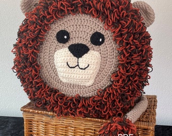 Lion Pillow - Cushion CROCHET PATTERN - crochet patterns for animal pillows - Kids Birthday present - Nursery gift