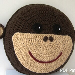 Monkey Pillow Cushion CROCHET PATTERN crochet patterns for animal pillows Kids Birthday present Baby shower nursery gift image 3