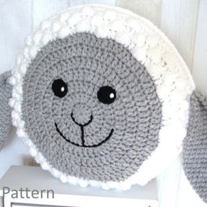 Sheep Pillow Cushion CROCHET PATTERN crochet patterns for animal pillows Easter Lamb Baby shower nursery gift image 3