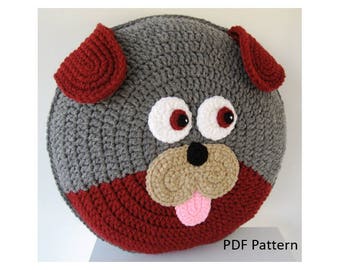 Dog Puppy Pillow - Cushion CROCHET PATTERN - crochet patterns for animal pillows - Kids Birthday present - Baby shower nursery gift