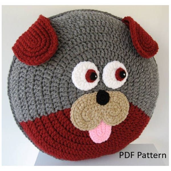 Dog Puppy Pillow - Cushion CROCHET PATTERN - crochet patterns for animal pillows - Kids Birthday present - Baby shower nursery gift