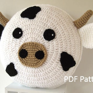 Cow Pillow Cushion CROCHET PATTERN crochet patterns for animal pillows Birthday present Baby shower gift image 1