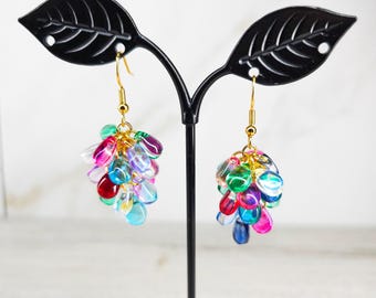 Colorful Glass Teardrop Bead Earrings | Handmade Dangle Jewelry
