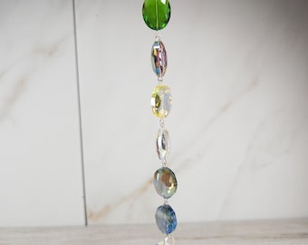 Sunlit Flow Suncatcher – Crystal Window Hanging, Gold Light Catcher, Rainbow Maker Décor