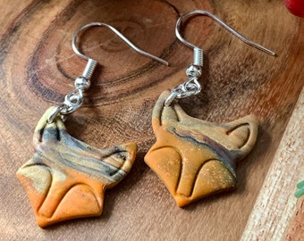 Boucles d'oreilles renard automne - Bijoux pendants des bois en argent - Accessoire d'automne fini à la main