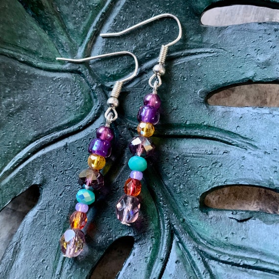 Long colourful earrings clearance