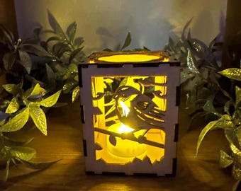 Lanterne de Noël en bois, paquet plat, mini photophore à monter soi-même, tilleul découpé au laser, décoration de fête faite main, cadeau artisanal des Fêtes douillet