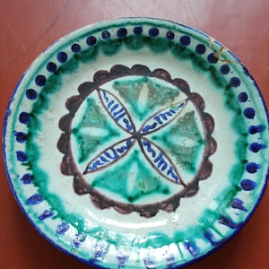 Vintage Uzbek ceramic dish, plate, Hand painted Central Asian tableware, Lyagan Lagan Dish, Plate from Rishtan Handmade Home decor, Gift 101