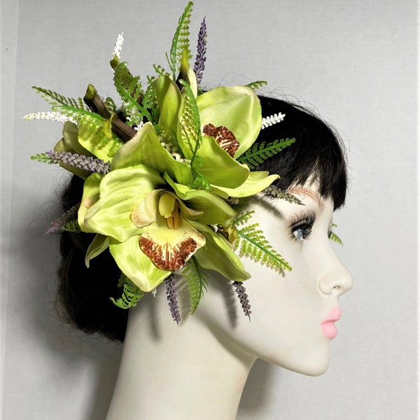 HAWAIIAN GREEN ORCHIDS Hair clip-Waimea.