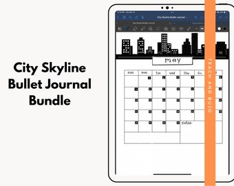 Bullet Journal Printable, Bullet Journal Pages, Bujo Trackers, Weekly Spreads, City Skyline Themed Bullet Journal