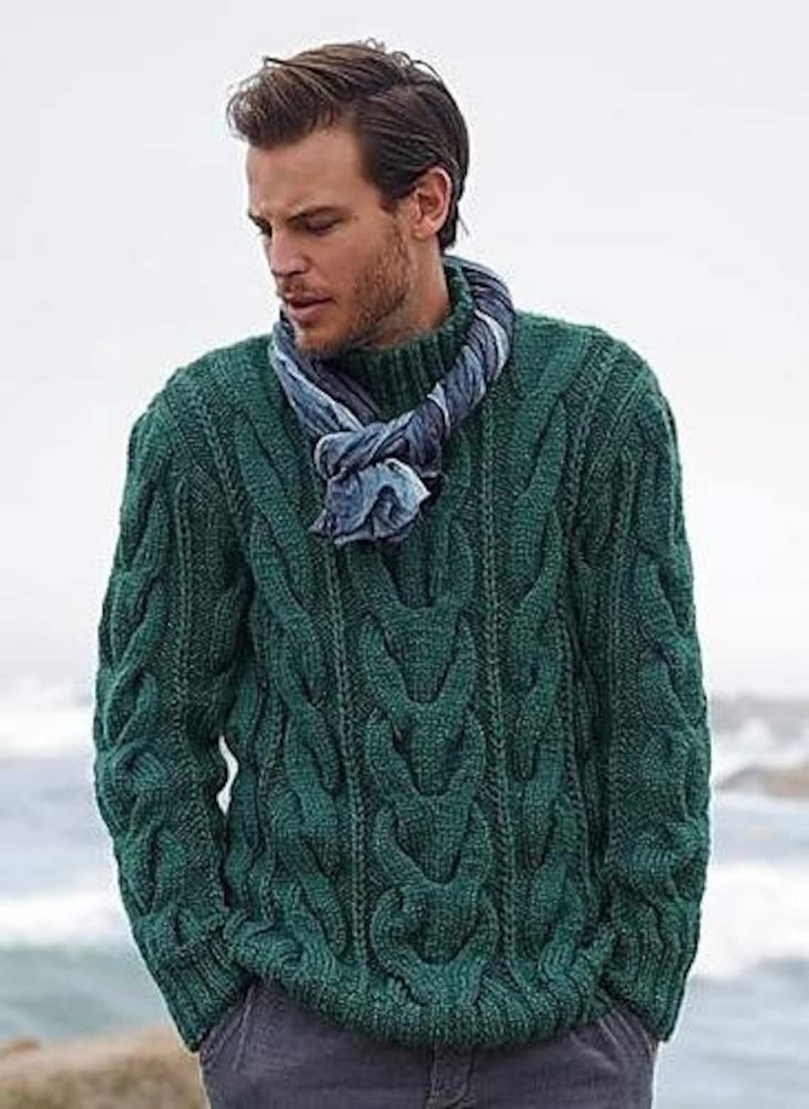 Men's Knit Sweater Chunky Knit Men's Pullover Irish Etsy UK
