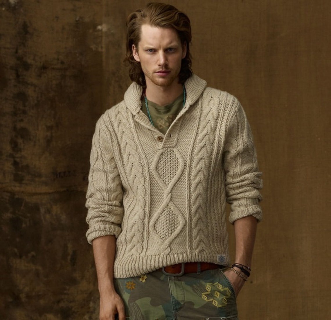 Knit sweater men's Handmade men's pullover Cable knit Etsy