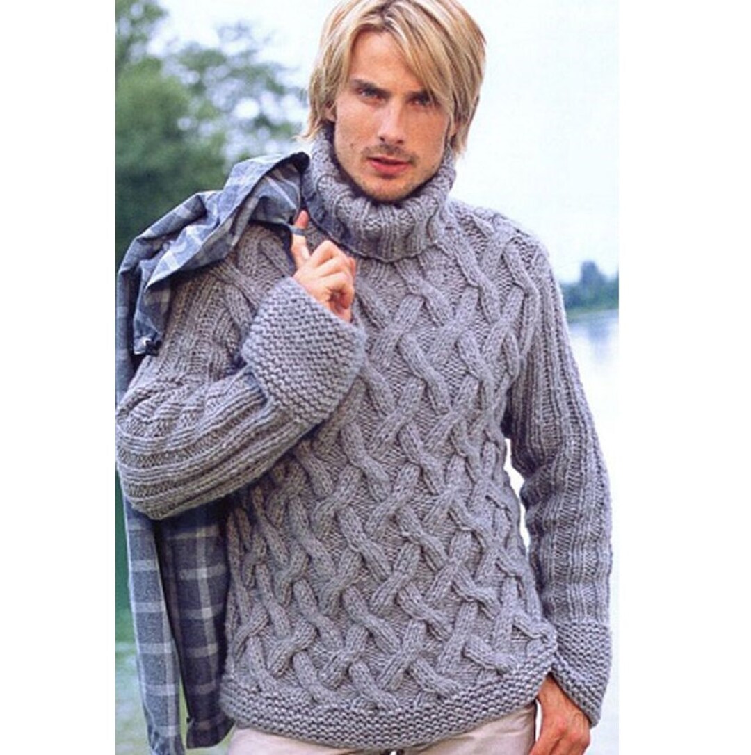 Men's Wool High Neck Sweater Warm Sweater Fisherman Cable - Etsy