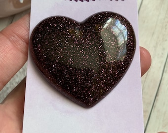 Burgundy resin heart pin