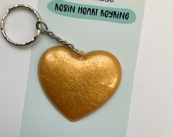 Gold heart resin keychain