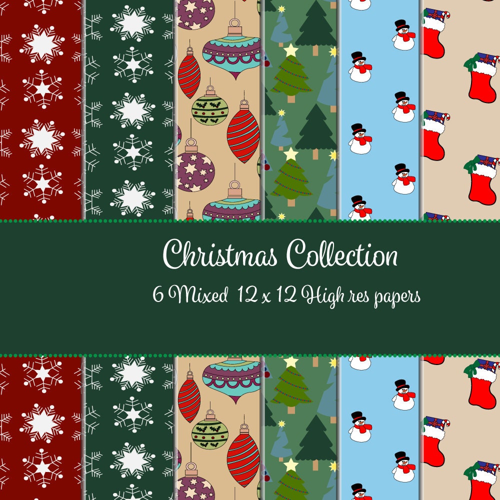 Christmas Digital Paper Collection - Etsy