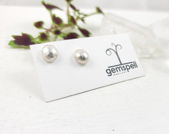 Pebble Studs, Recycled Sterling Silver Posts, Solid Silver Errings, Rustic Studs, Unisex Earring Studs