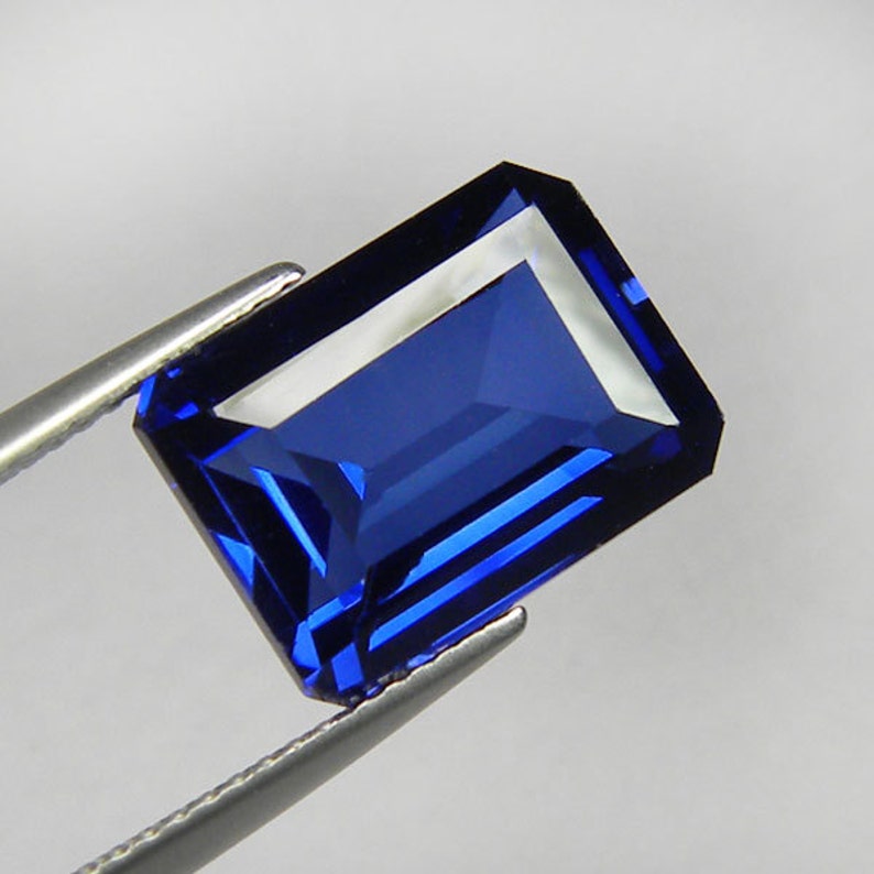 Big Size Emerald Cut Cornflower Blue Sapphire Synthetic - Etsy