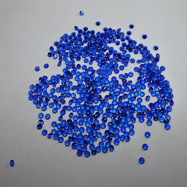 1.00 mm. 1.50 mm. Premium quality European machine cut round brilliant synthetic neon blue tanzanite loose gem