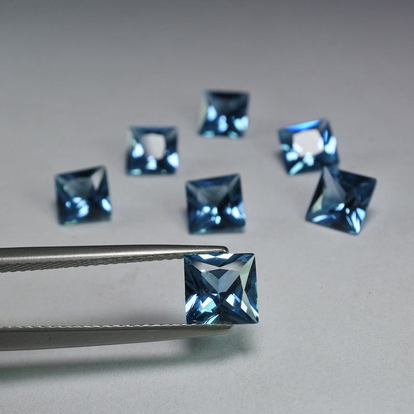 Brilliant Square Princess Cut Paraiba Blue Tourmaline Hand Cut 4x4 6x6 mm.