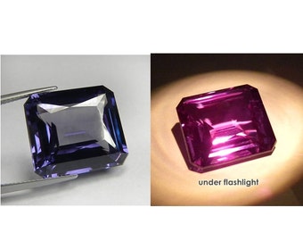 34.50 ct. Big size radiant cut color change czochralski alexandrite