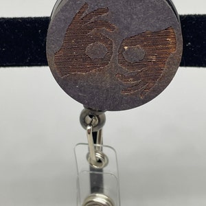 Sign language badge reel, key holder, badge holder, deaf and hard of hearing, hearing loss, sign language I love you