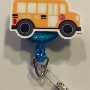 Badge reel, bus driver, school bus, school bus driver, but driver appreciation, yellow bus, bus gift, buss badge reel, key holder