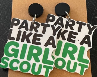 Girl Scout Resin Drop Earrings, Cookie Sales, Troop Leader Gift