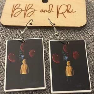 Halloween earrings, IT, scary movie,Stephen King,  Pennywisee, spooky season, Halloween costume accessories, we all float down here, fall