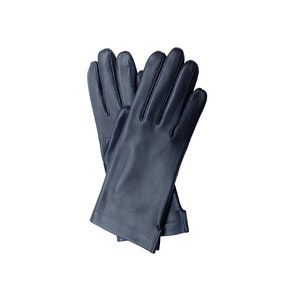 Navy Blue unlined leather gloves, everyday leather gloves - soft and smooth nappa lamb leather