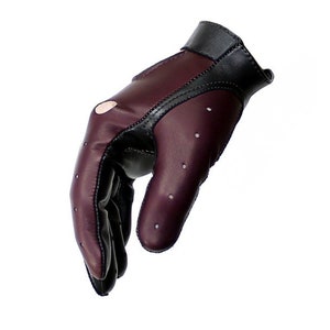 Superb car driving gloves, soft nappa lamb leather, great gift for him or her - burgund with black