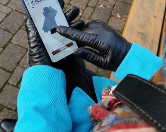 Women's touchscreen leather gloves - fine soft Italian nappa lamb leather - warm winter gloves, cashmere lined gloves.