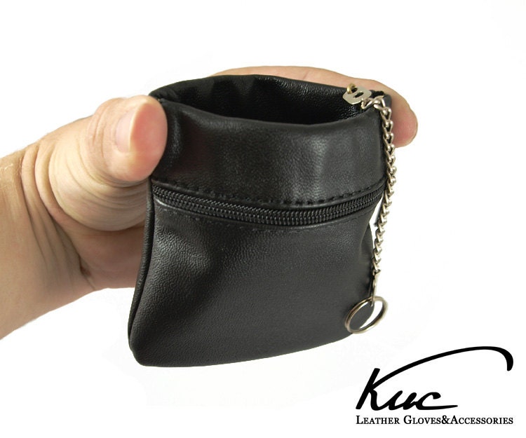 Leather Squeeze Key Case Coin Purse With Key Holder Spring 