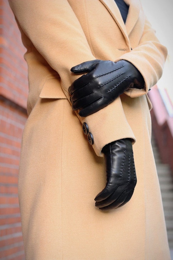 Classy Women's Black Leather Gloves - Fine Soft and Smooth Nappa