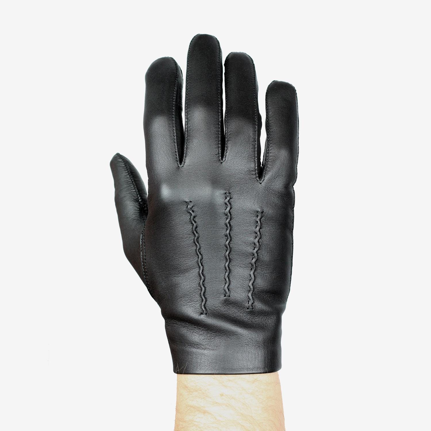 Mens Unlined Leather Gloves - Classic Gloves With Popper