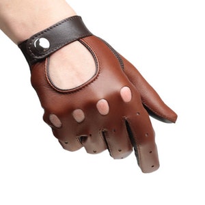 Beautiful women car driving gloves, soft nappa lamb leather, great gift for her - two-tones brown leather gloves