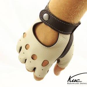 Superb fingerless leather gloves, car driving gloves, super soft deerskin leather, great gift - creamy gloves, brown gloves, two colors