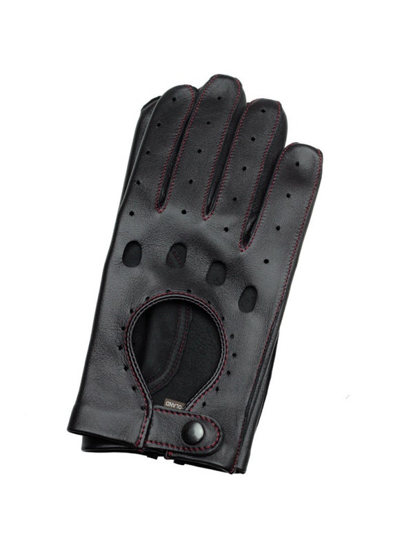 Guantes de conducción de coches para hombres, cuero de cordero nappa  italiano súper suave, guantes de cuero con costuras rojas, gran regalo para  él -  España