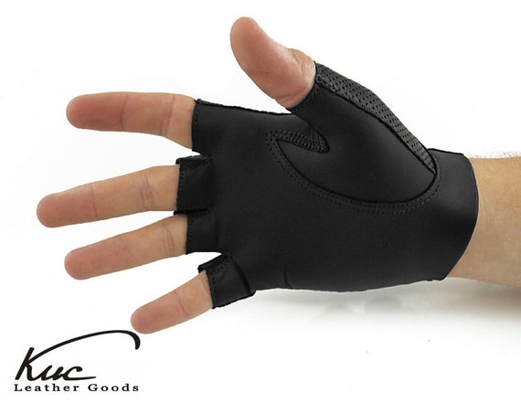 Guantes de cuero para hombre sin dedos, guantes de conducción de coches  cuero de cordero perforado, guantes sin dedos -  México