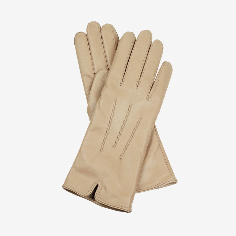 Classy Women's Beige Leather Gloves Fine Soft - Etsy Norway