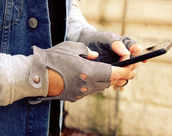 Vingerloze autohandschoenen, zacht veloursleer, handschoenen voor alcantara stuur, suède handschoenen