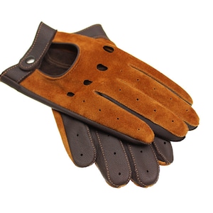 Car driving gloves, soft Italian nappa lamb leather, cognac brown gloves, great gift, suede gloves