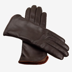 Women&#39;s elegant, classy chocolate brown gloves - soft and smooth nappa lamb leather - warm winter gloves, cashmere lined gloves.