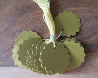 50 labels gold round curled