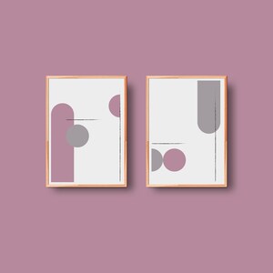 Set of 2 Abstract Art - pink