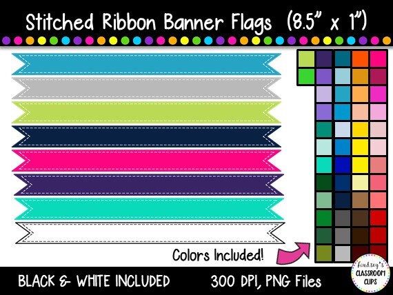 Stitched Banner Flag Clipart Ribbon Journal Flag Tabs Etsy