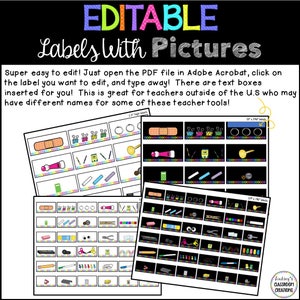 Teacher Toolbox Labels EDITABLE With Bright Neon Colors image 3