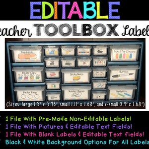 Teacher Toolbox Labels EDITABLE With Bright Neon Colors image 1